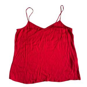 Quince Washable Stretch Silk V-Neck Cami Salsa Womens L Red Tank Top Spandex